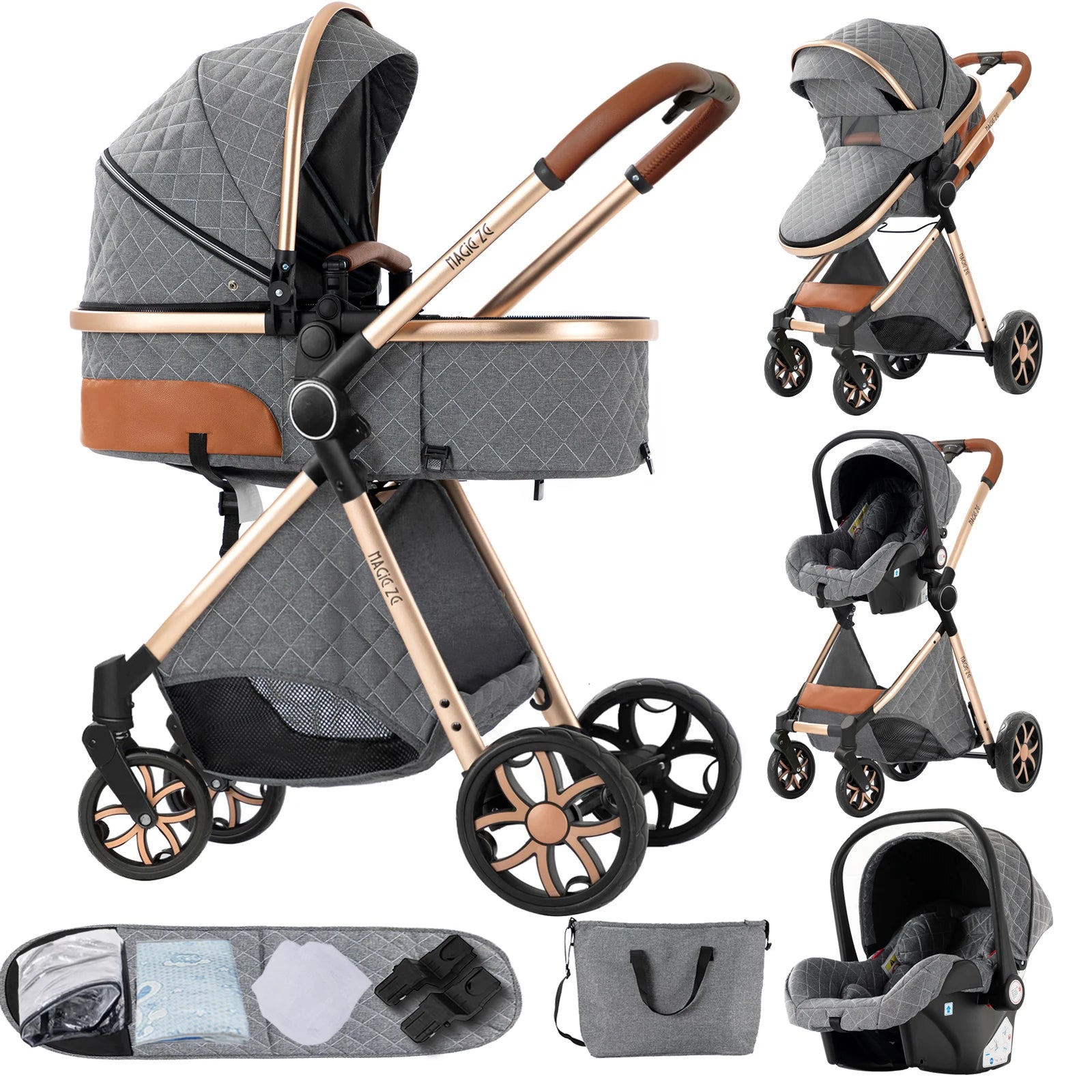 Baby Stroller 3‑in‑1 Lightweight Travel System