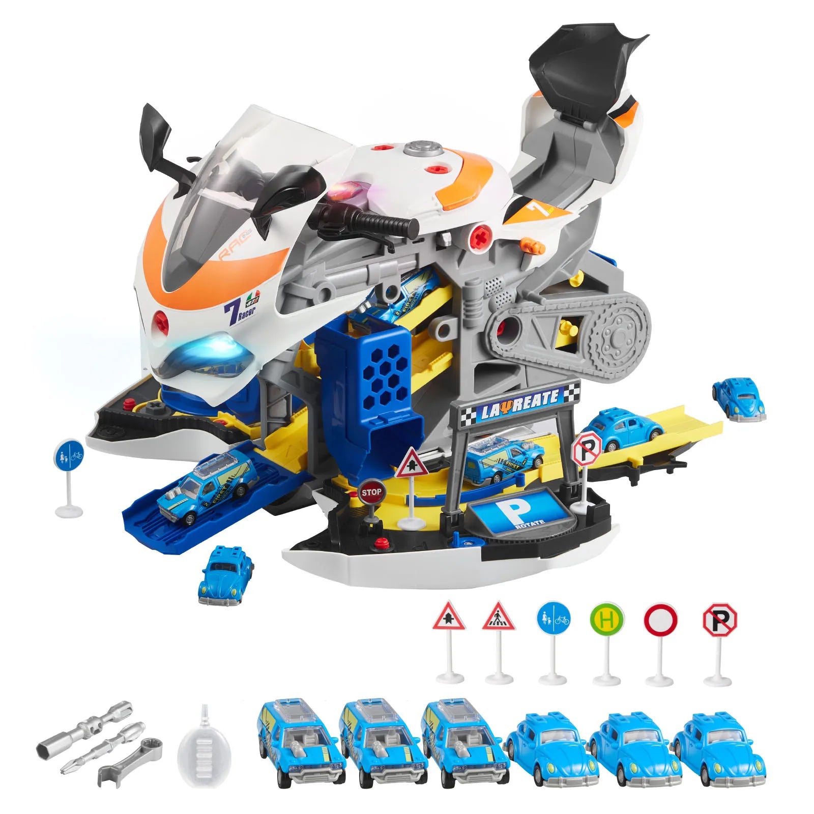 Kids Motorcycle Engine Toy Set with Lights, Sounds & 25 Pieces