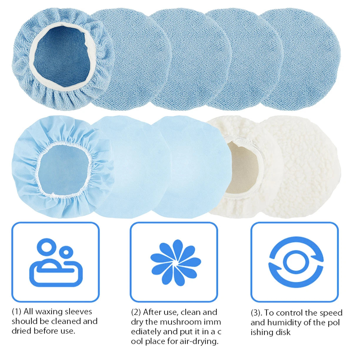 Lot de 10 bonnets de polissage en microfibre, 9–10 pouces