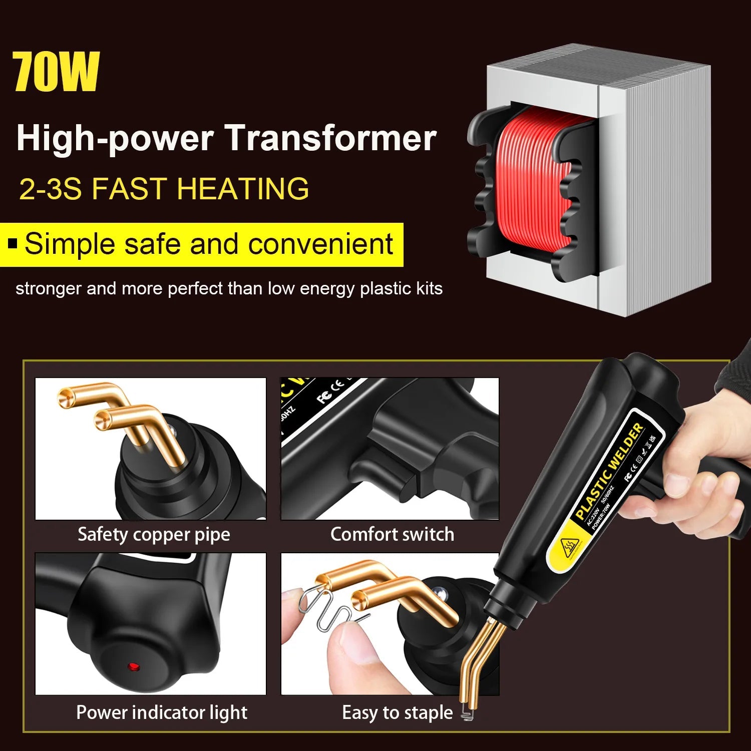 New Plastic Welding Gun Car Bumper Repair Welder Heat Laminator Bumper Repair Kit 400Pcs Repair Nail Multi-function Welder