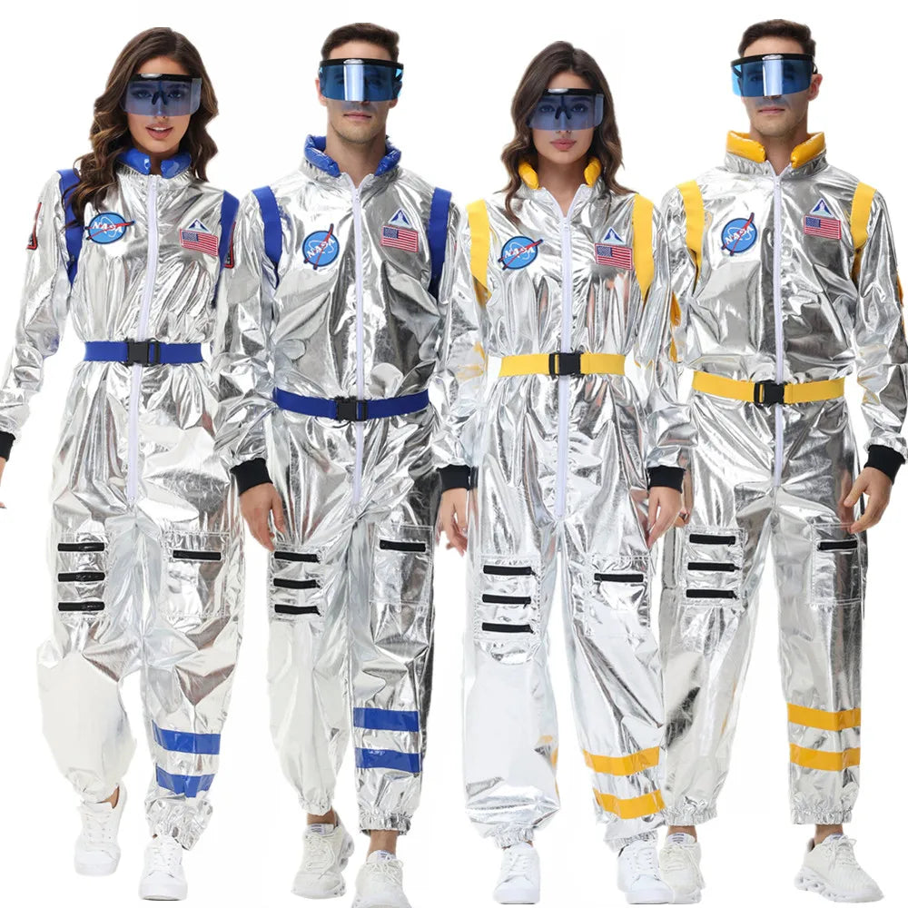 Silver Astronaut Costume Adult Spaceman Jumpsuit