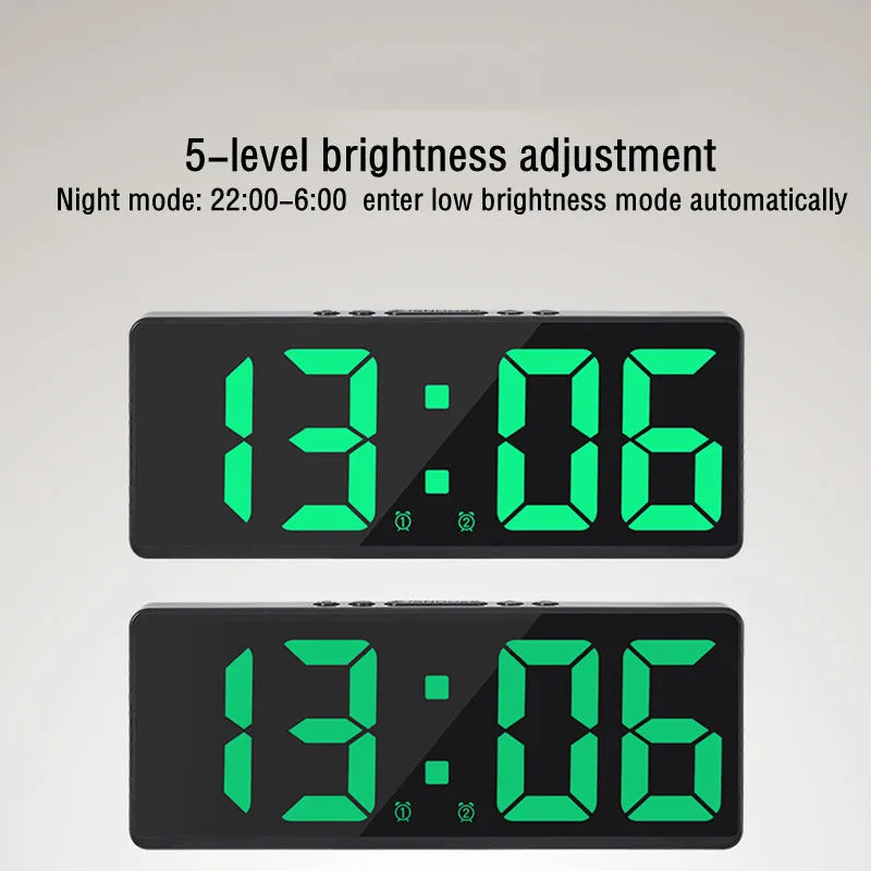 Digital Dual Alarm Clock with Adjustable LED Display