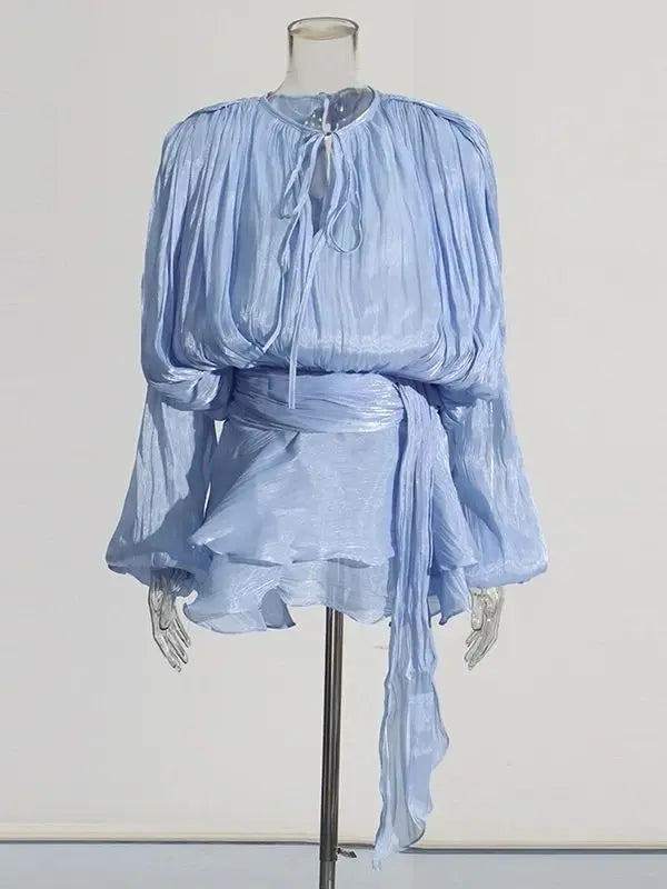 Langermet V-hals minikjole for kvinner