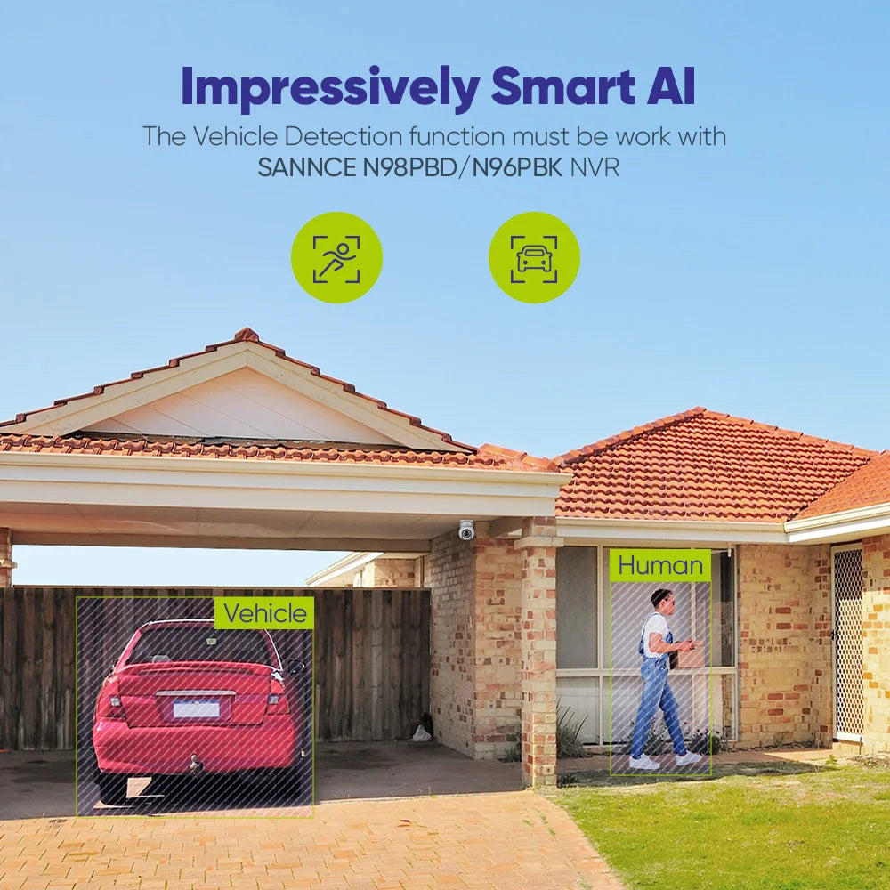 SANNCE 4K PoE Security Camera with Audio, Night Vision, IP66