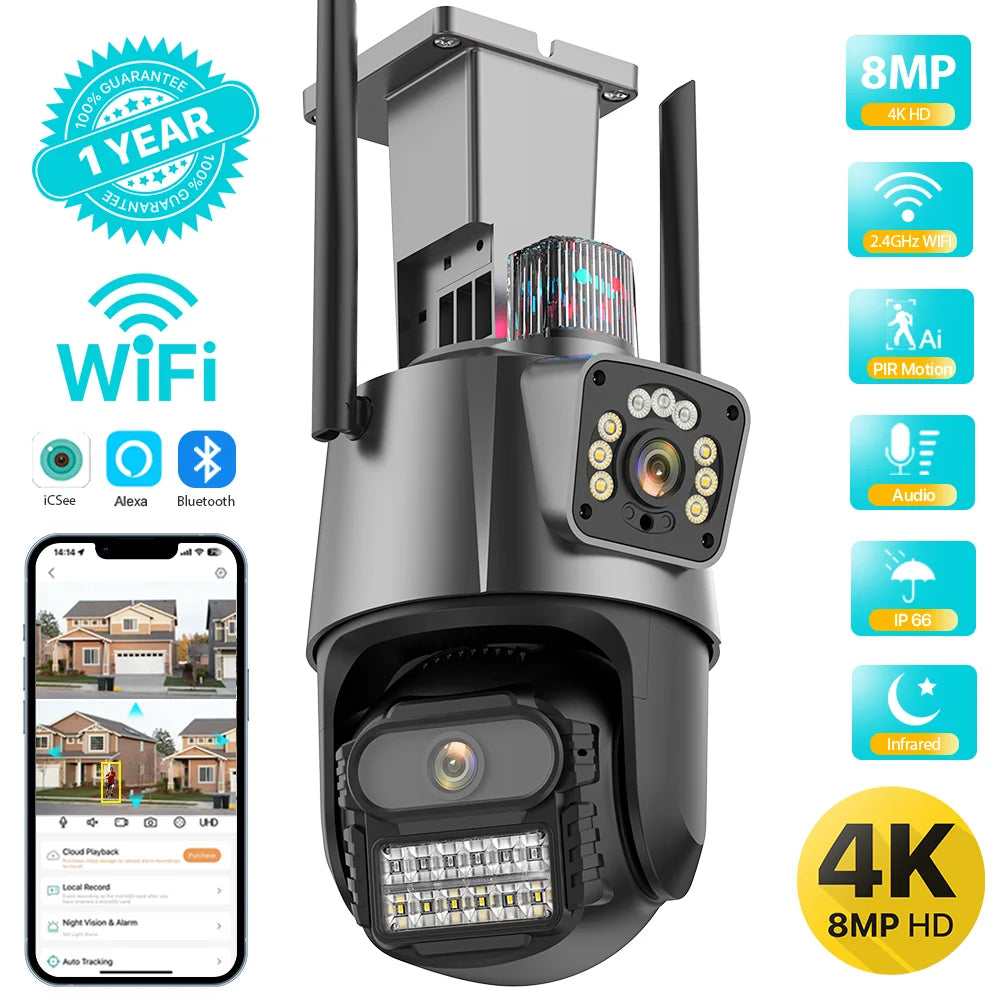 Dual-Lens WiFi Pan and Tilt Camera