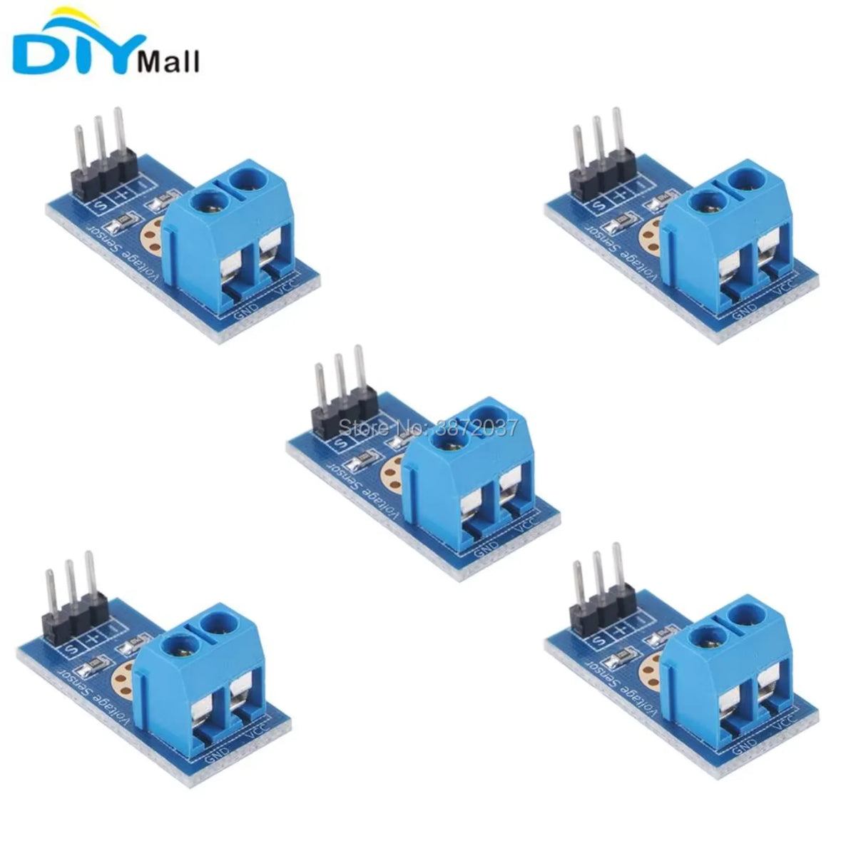 Sett med 5 spenningssensormoduler, 0–25 V, for Arduino