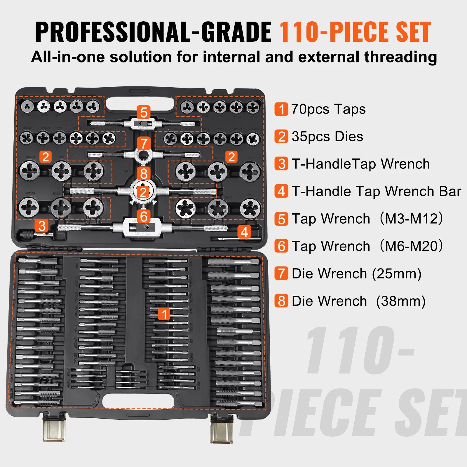 Tap and Die Set Metric & SAE Threading Tool Kit (40–116 Pieces)