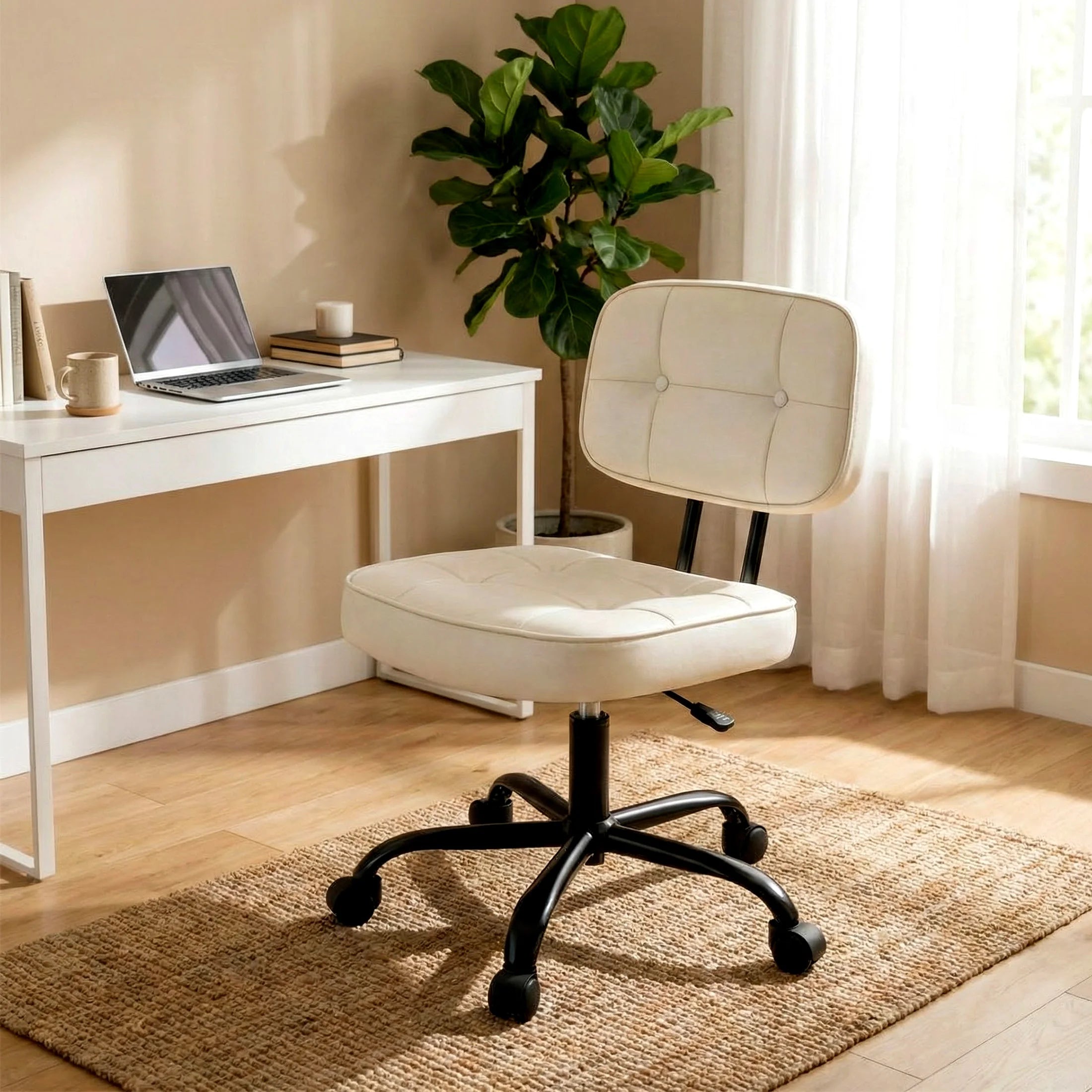 Ergonomic PU Leather Office Chair with Lumbar Support & Swivel