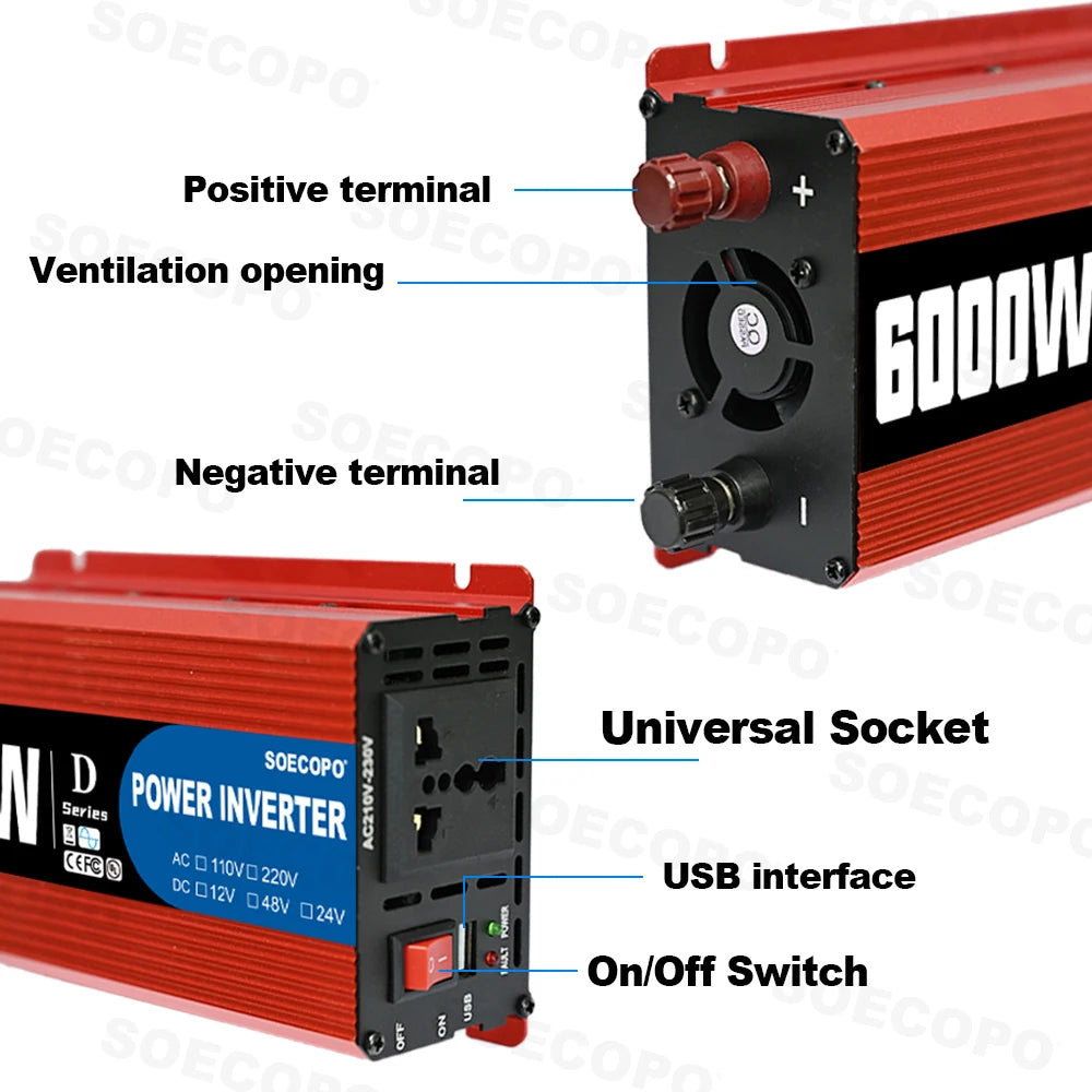 6000W Solcelleanlæg med inverter og 100A controller til off-grid brug