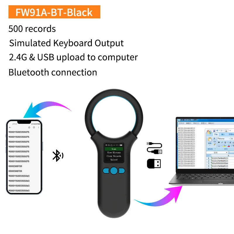 FW91A Animal RFID Microchip Reader - USB/Bluetooth