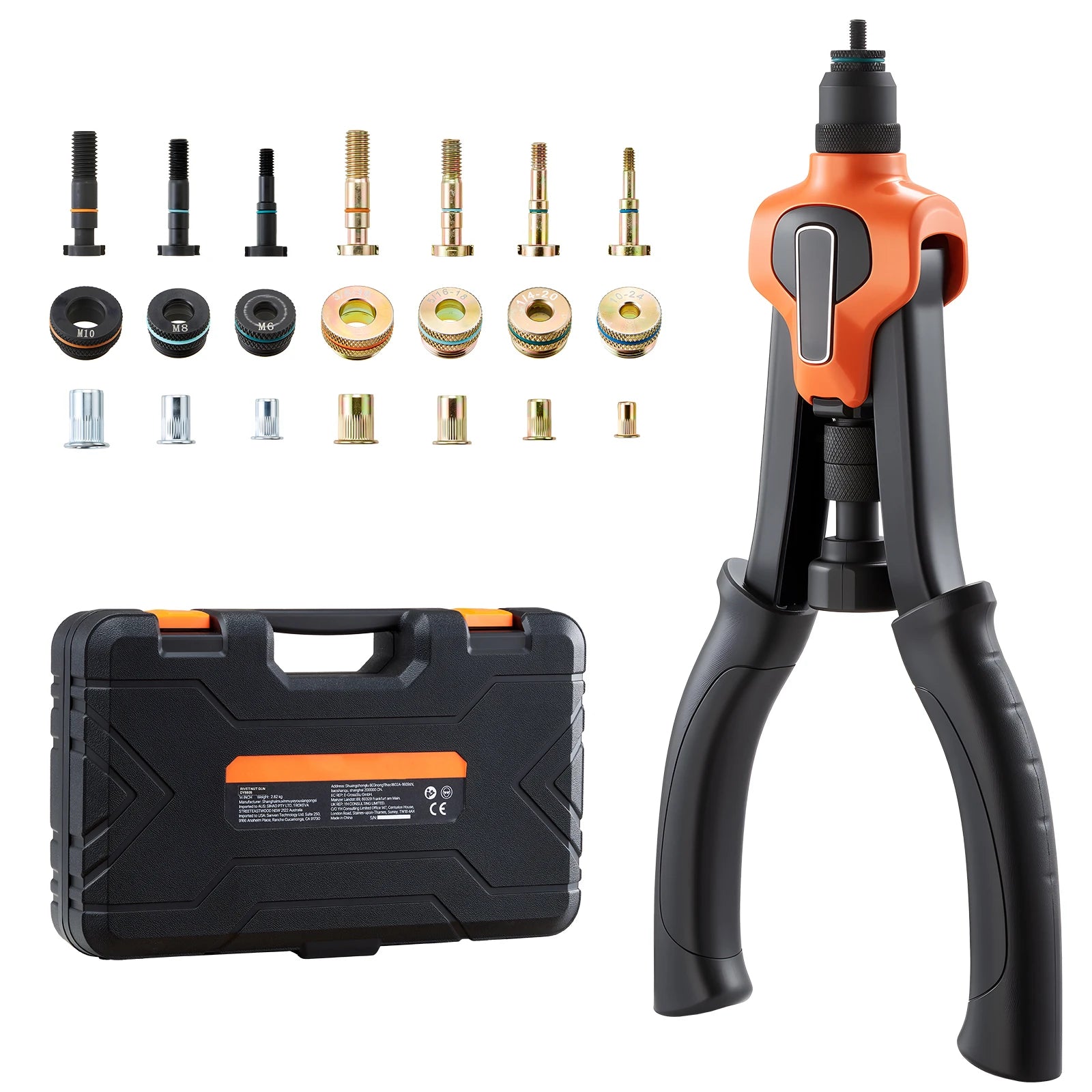 Rivet Nut Tool Kit with Mandrels & Nuts Metric SAE Set