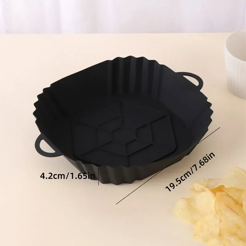 Silicone Air Fryer Basket Liner, Round Square Reusable Pan Liner