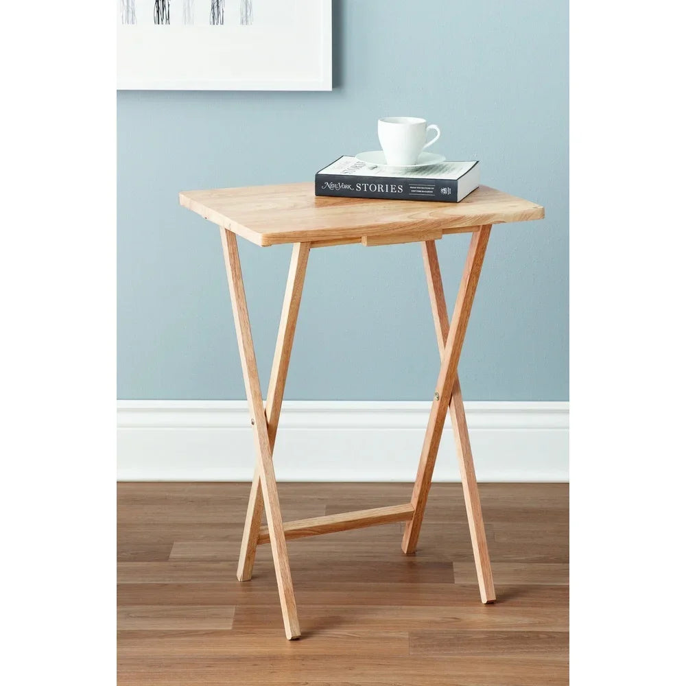 Folding TV Tray Table Solid Wood Portable Compact Space Saving
