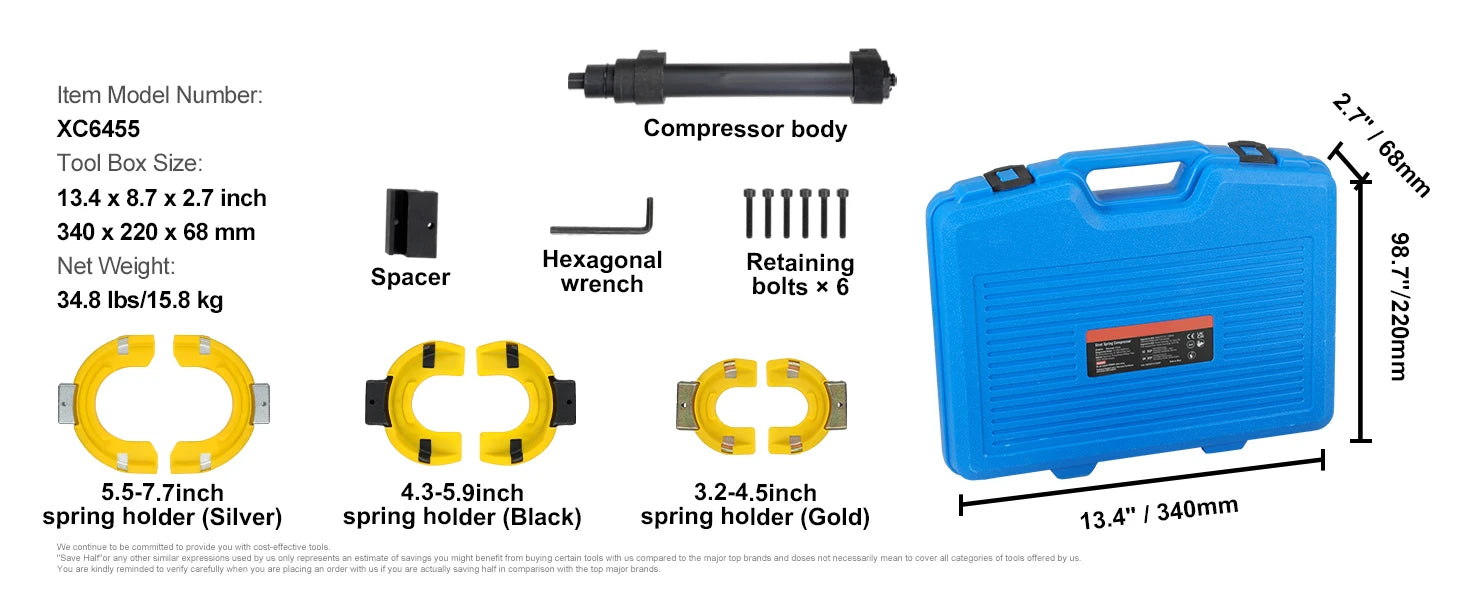 SucceBuy Strut Spring Compressor Macpherson Strut Spring Compressor Kit Interchangeable Fork Strut Coil Extractoror Remover Tool