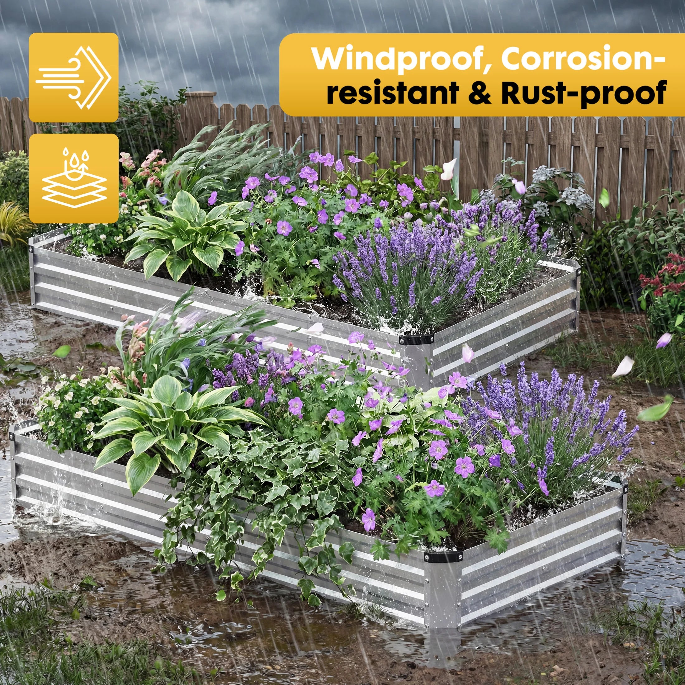 8x4ft Metal Raised Garden Bed with Open Base for Vegetables & Flowers