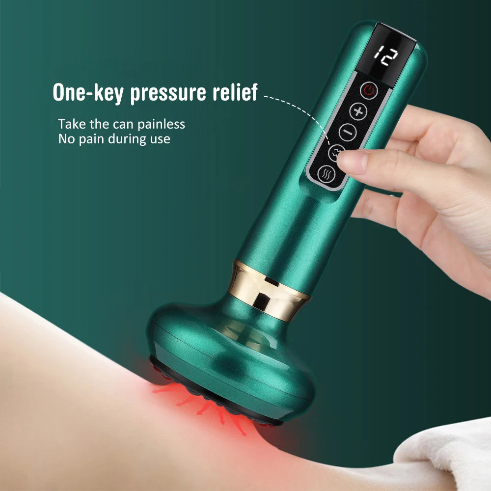 Smart Vacuum Massage Jars Rechargeable Cupping Device Infrared Red Light Warm Compress Body Back Shoulder Chinese Suction Cups