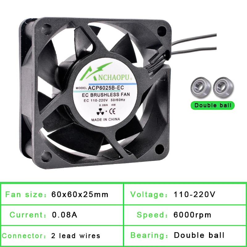 60mm 70mm 80mm 92mm 120mm 140mm Fan EC Brushless Cooling Fan AC 110V 120V 220V 240V for Cabinet Frequency Converter