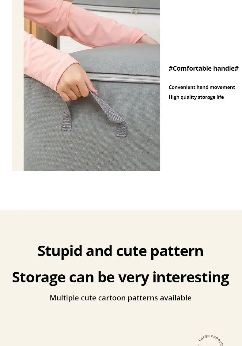 1pc Large Capacity Clothes Storage Bag Organizer With Reinforced Handle For Blankets Bedding Foldable With Zipper Storage Bag