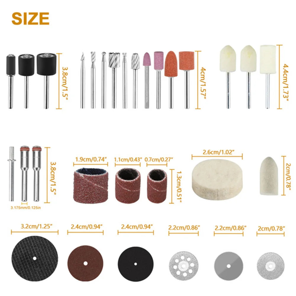Rotary Tool Accessory Set for Power Drills, Compatible with Dremel, Includes Grinding, Polishing, Mini Saw Blades, and