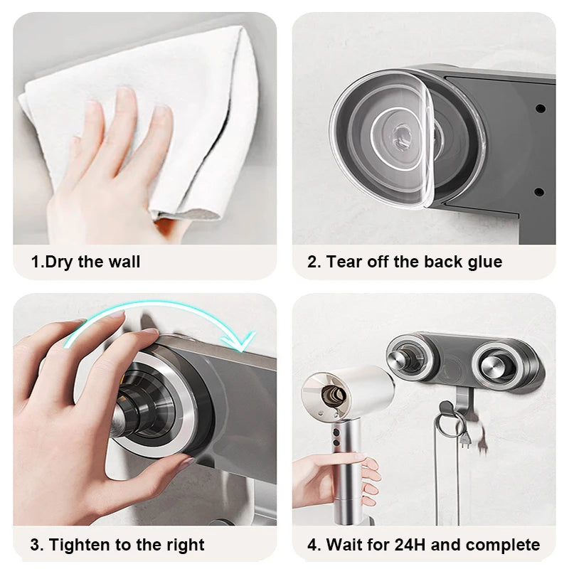 No-Drill Magnetic Hair Dryer Holder for High-Speed Dryers