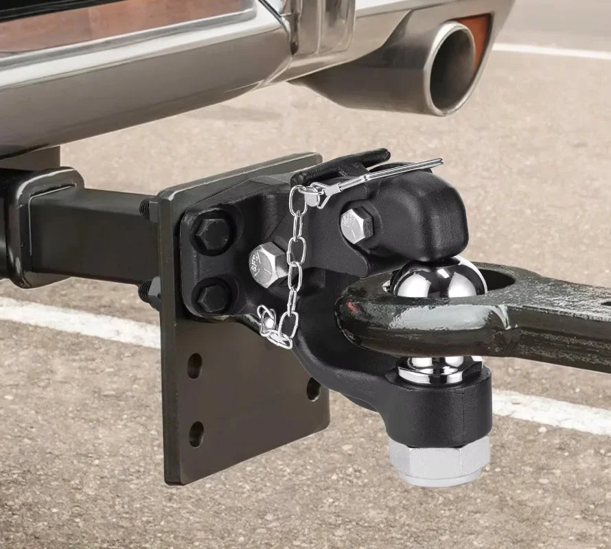 9070KG Heavy Duty Trailer Hitch Assembly with 2-5/16 Inch Trailer Ball, Fits 6.35-7.62cm Lunette Ring, Black Powder Coated Trailer Coupler Hitch with Complete Mounting Hardware