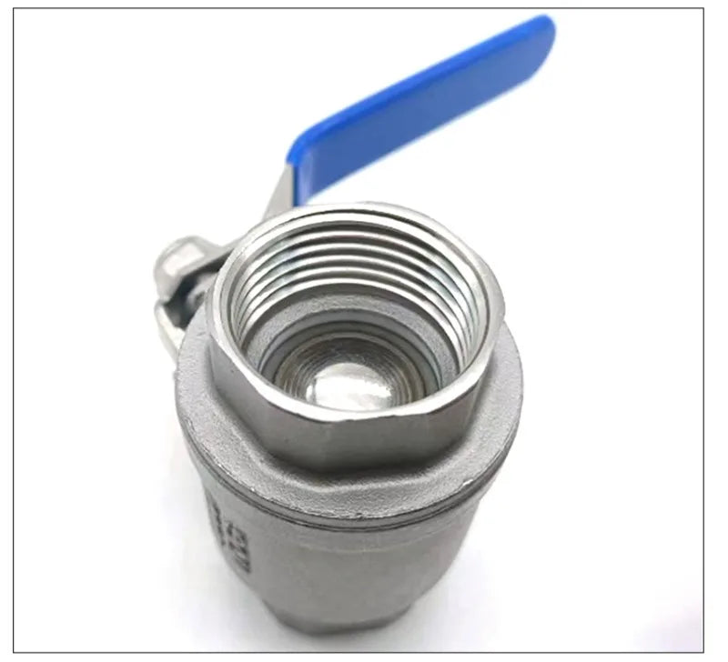 Valvola a sfera in acciaio inox con design a passaggio totale e maniglia in vinile