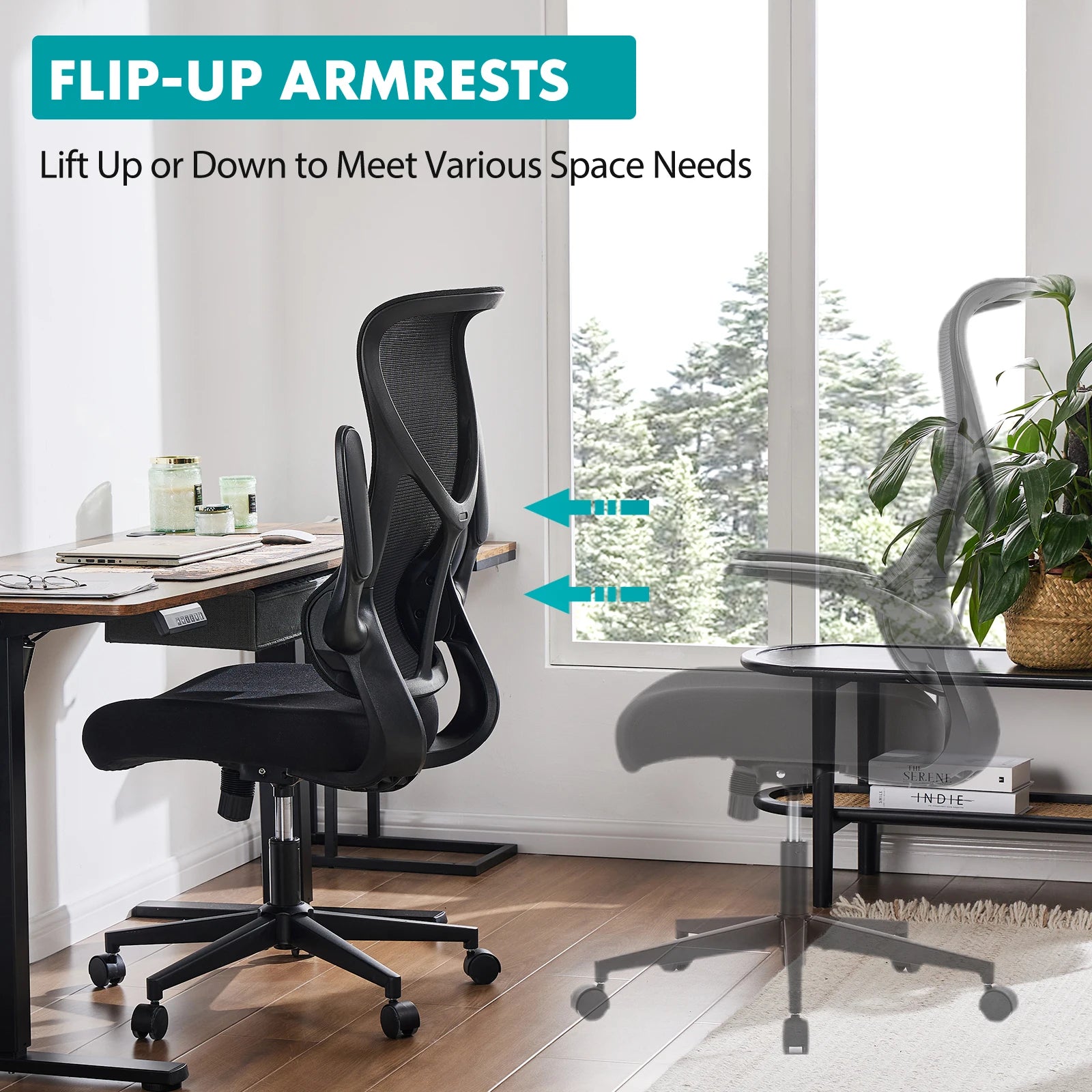 Ergonomic Mesh Office Chair with Lumbar Support & Flip-Up Arms