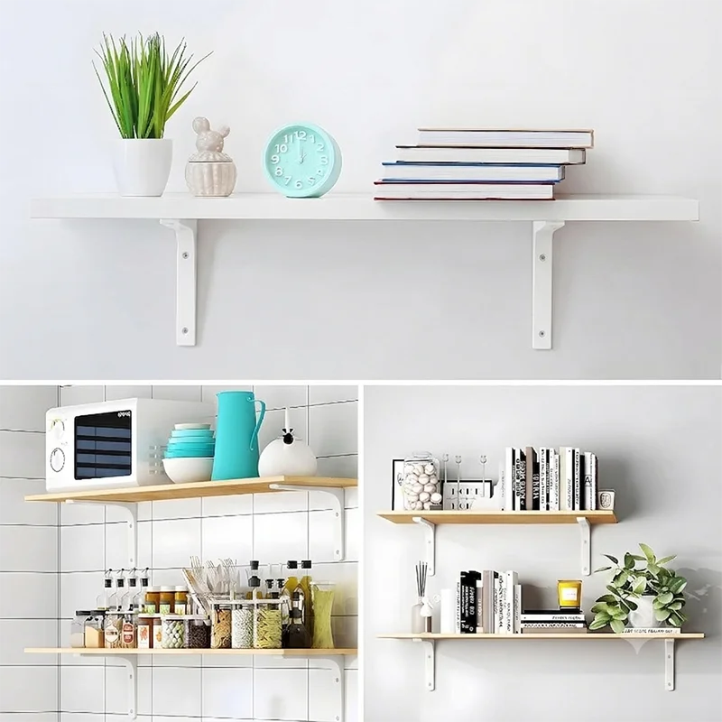 White L-Shaped Shelf Brackets, 12.5 × 15 cm, Pair