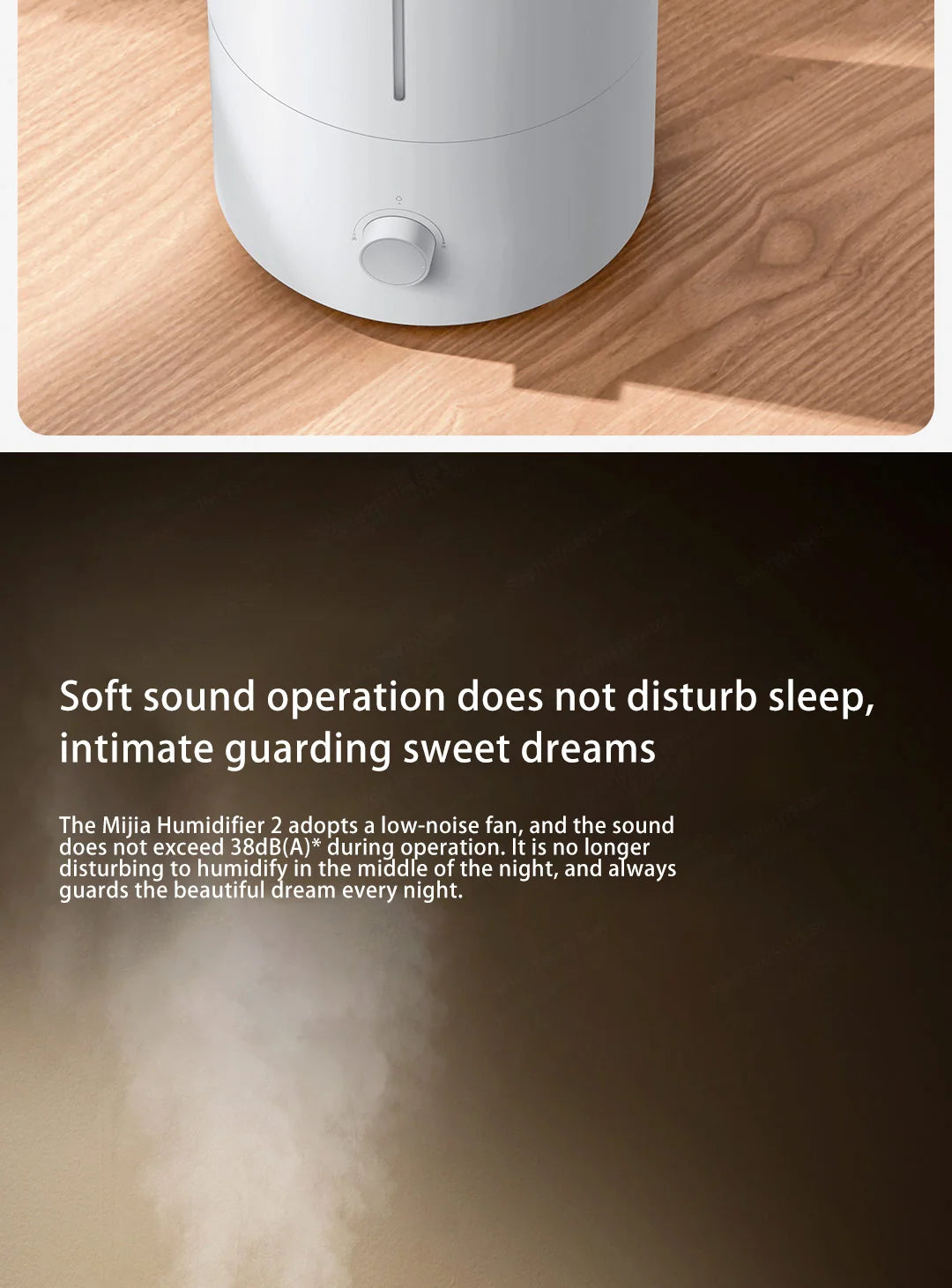 Xiaomi Luftfuktare 2 4L Tyst Dimma Luftfuktighetskontroll 300mL/h