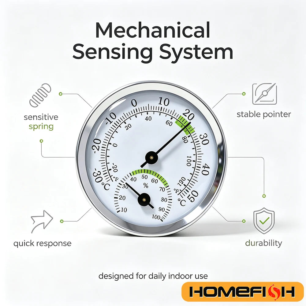 High Precision Mini Mechanical Thermometer Hygrometer Dial Pointer Temperature Humidity Meter No Power Portable Indoor Room