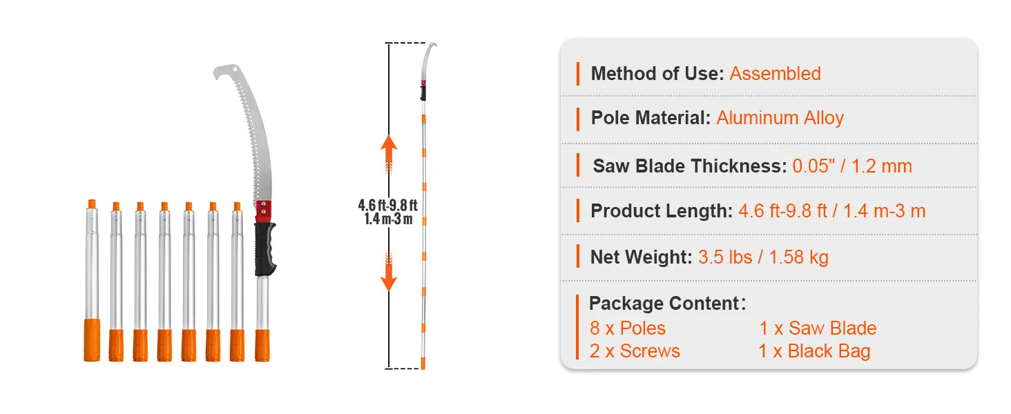 Manual Telescopic Pole Saw Tree Pruner