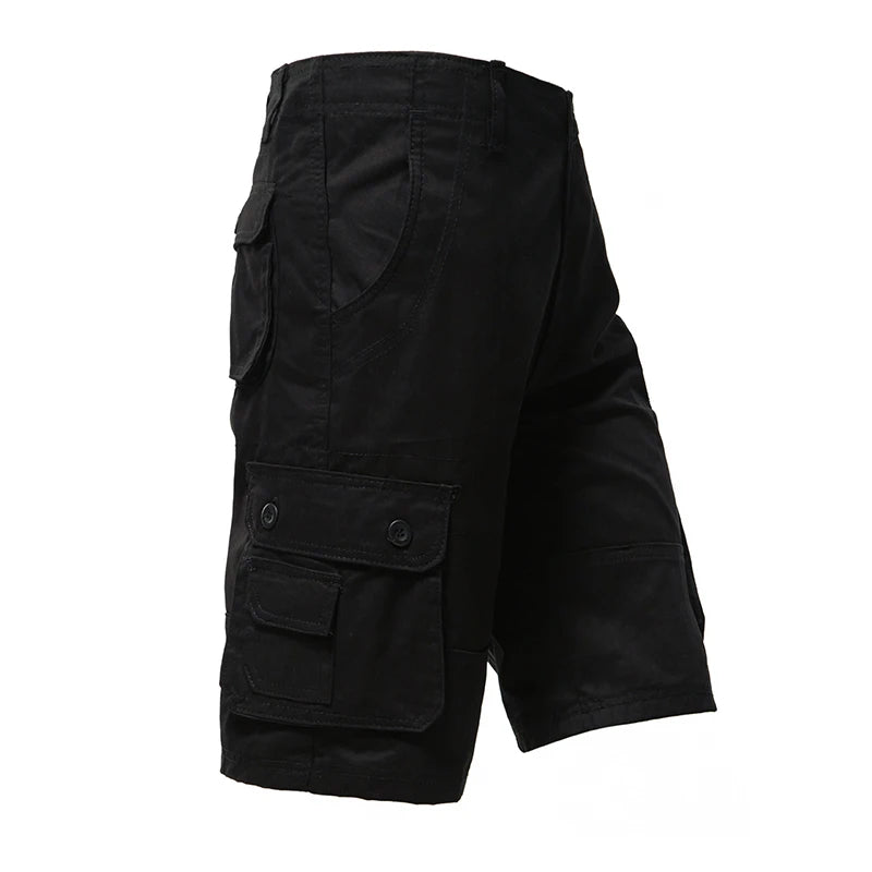 Shorts cargo en coton pour homme, longueur genou, coupe ample, style streetwear