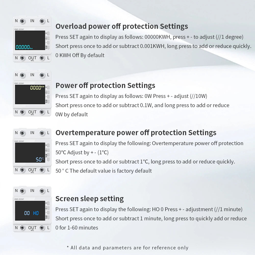 Tuya WiFi 8in1 Power Meter 2P AC Energy Meter APP Control 170-270V/63A Voltage and Current Meter Electricity Meter Smart Life