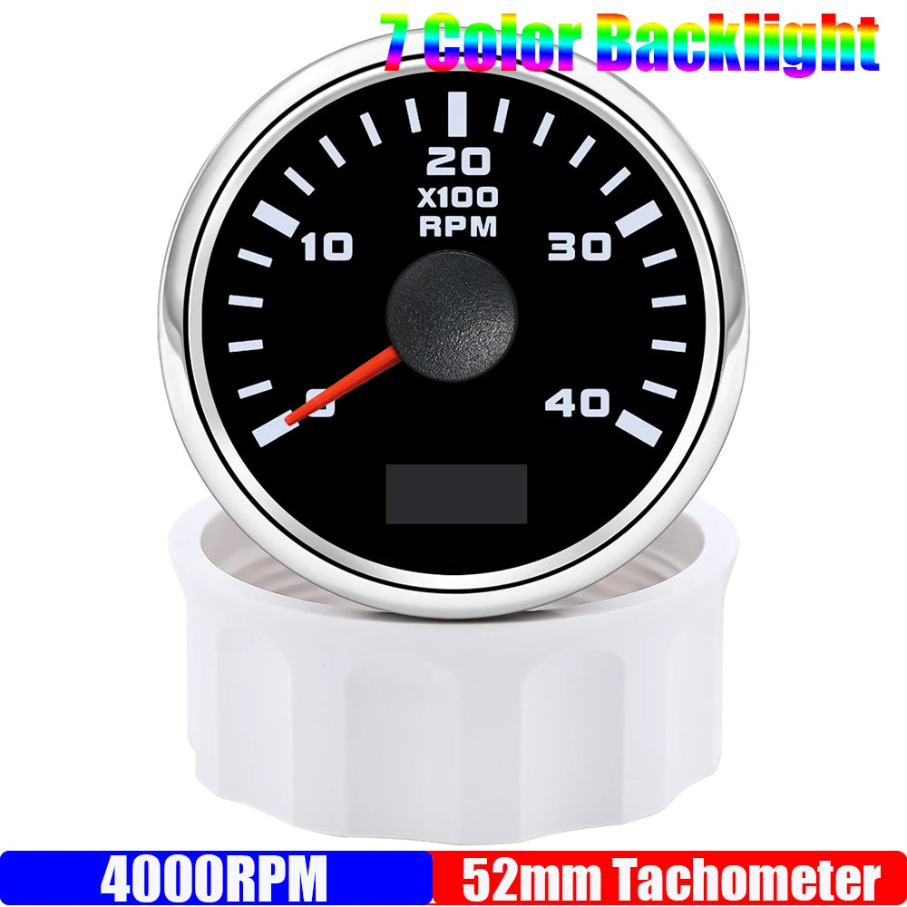 52 mm Tachometer Gauge with 7-Colour Backlight for Car and Boat