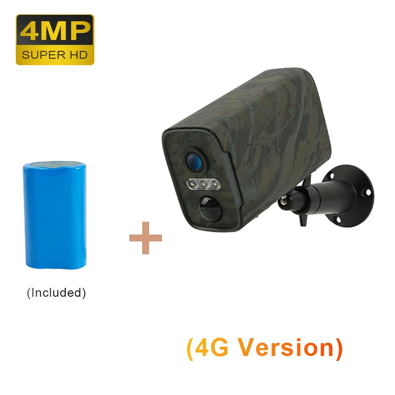 LCLCTEK 2K 4MP 4G SIM Card 940nm Trail Hunting Battery Powered Security Camera Outdoor PIR Wireless Surveillance CCTV Camera