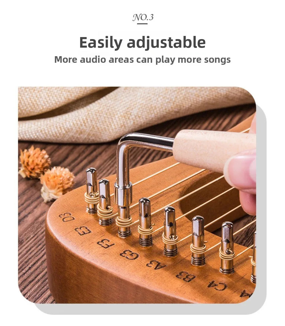 Mahogany Lyre Harp - String and Tuning Options