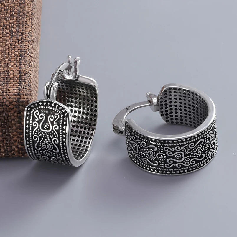 925 Sterling Silver CZ Star Moon Asymmetric Hoop Earrings