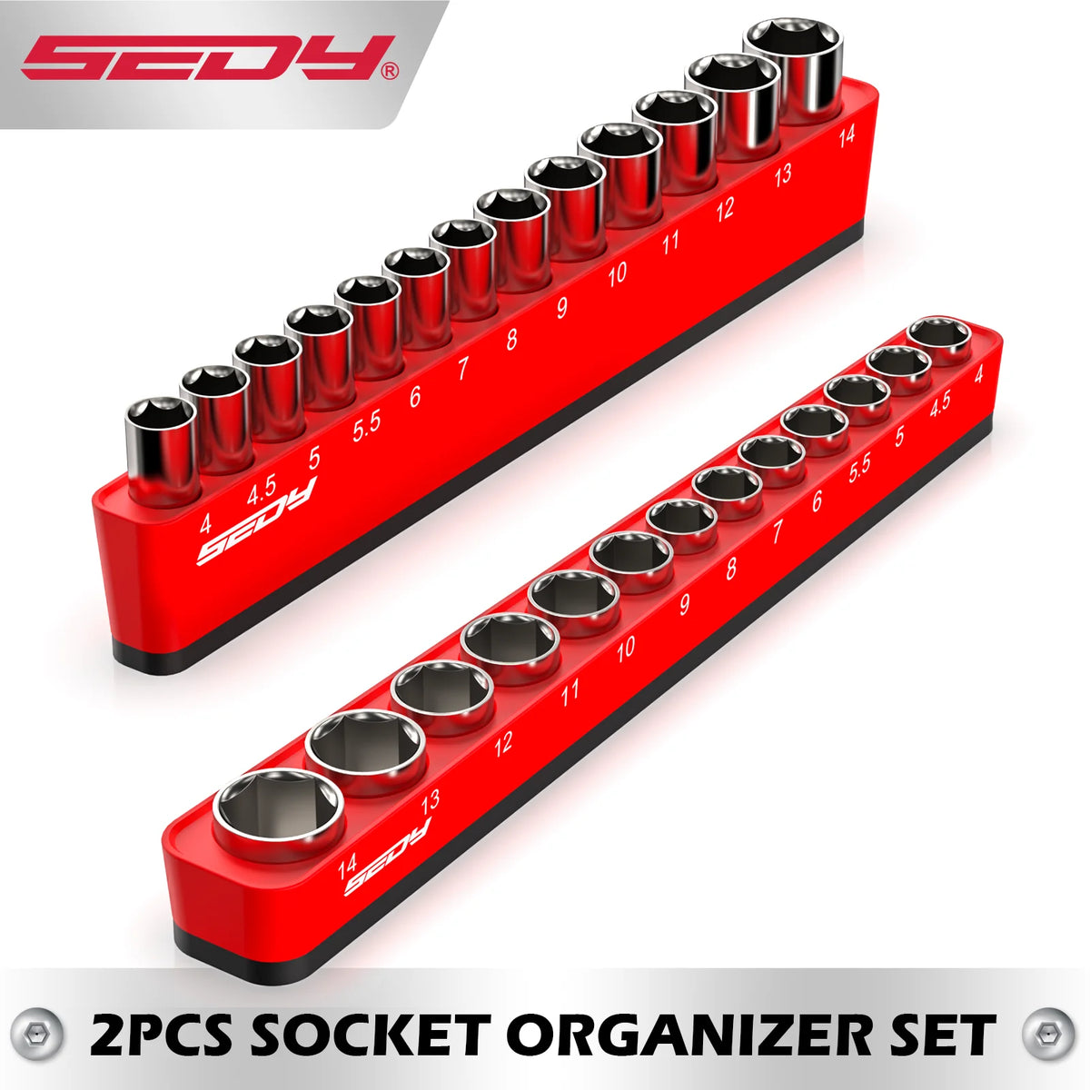 Two-Piece Magnetic Organiser for 1/4-Inch Sockets