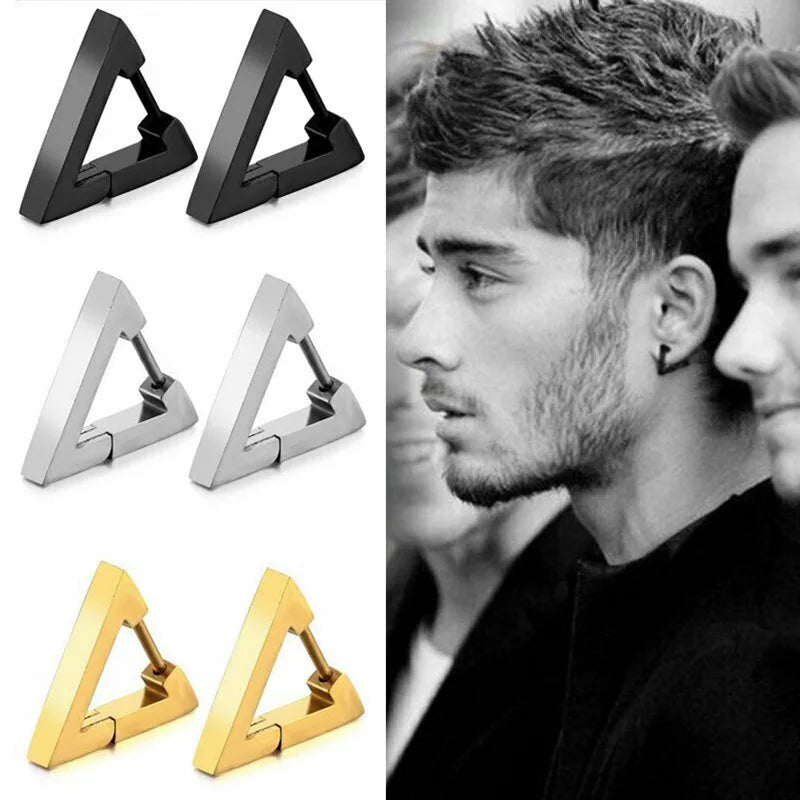 1 Pairs Punk Triangle Earrings - Unisex, Hypoallergenic Stainless Steel for Modern Style & Durability