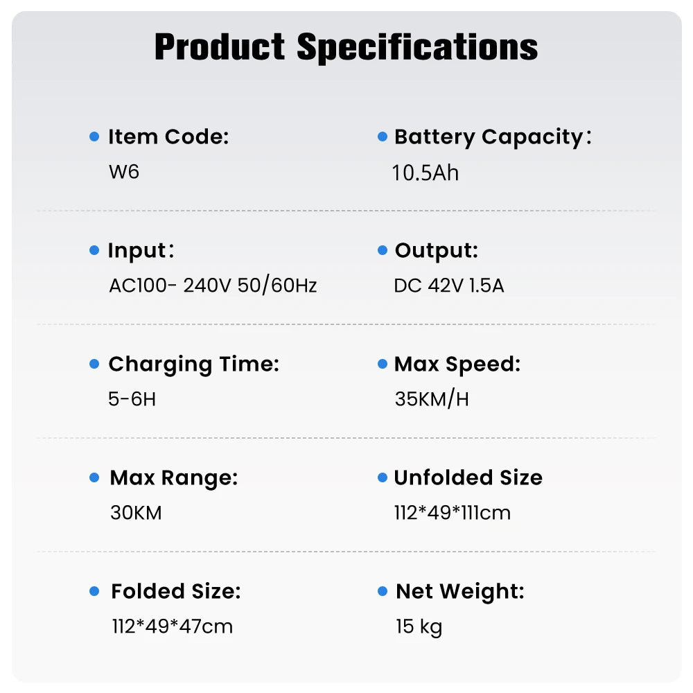 iScooter W6 Electric Scooter for Adults – 10-Inch, 500W, Long-Range