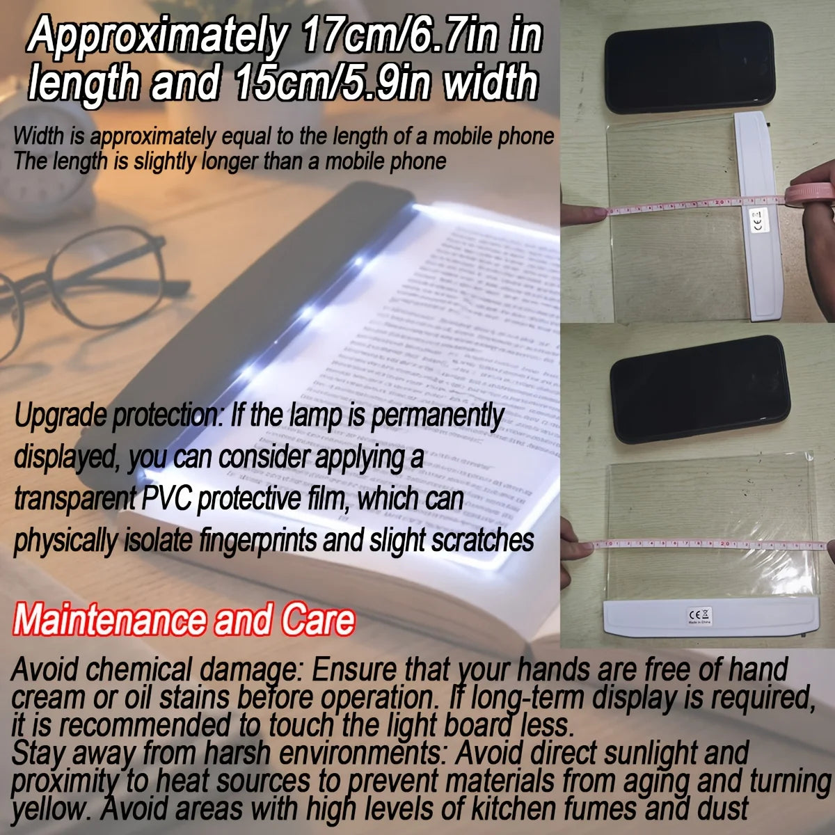 Battery LED Book Light with Warm Amber Reading Glow