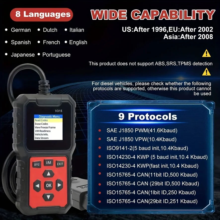 V315 OBD-II/EOBD Handheld Engine Fault Code Reader