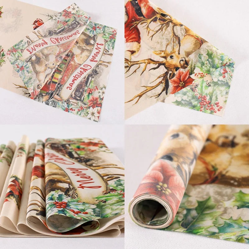 Vintage Christmas Table Runner Retro Santa Claus Table Cover Christmas Decorations For Home 2025 Navidad Noel Gift New Year 2026