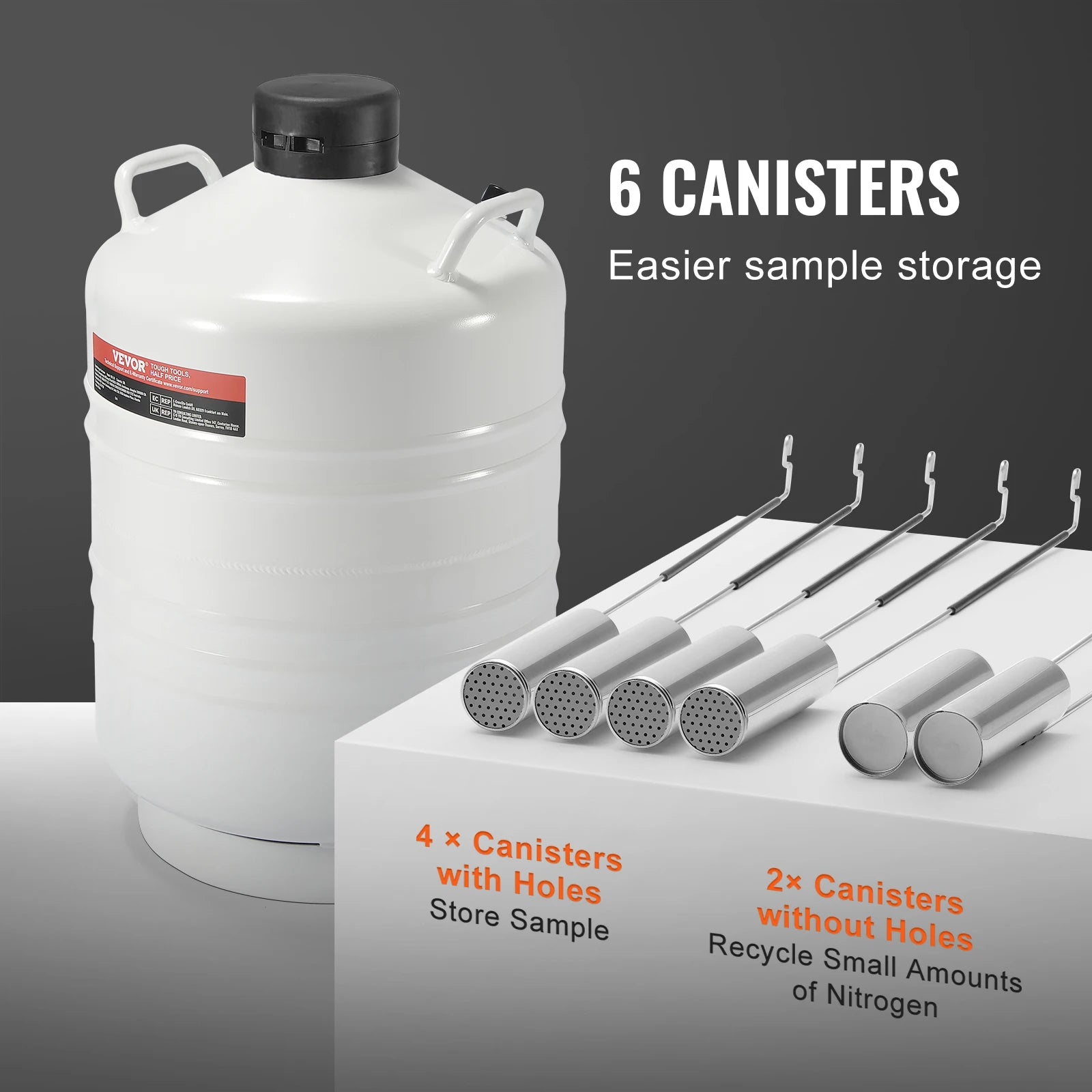 30L Liquid Nitrogen Tank Dewar with Long Storage Time & Canisters