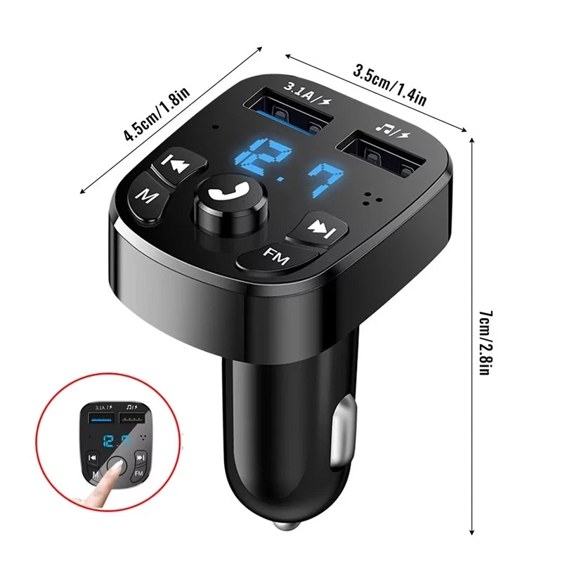 Bluetooth 5.0 Car FM Transmitter with Dual USB