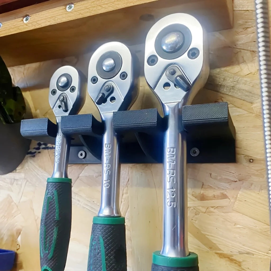 Wall-Mounted Ratchet Wrench Storage Rack