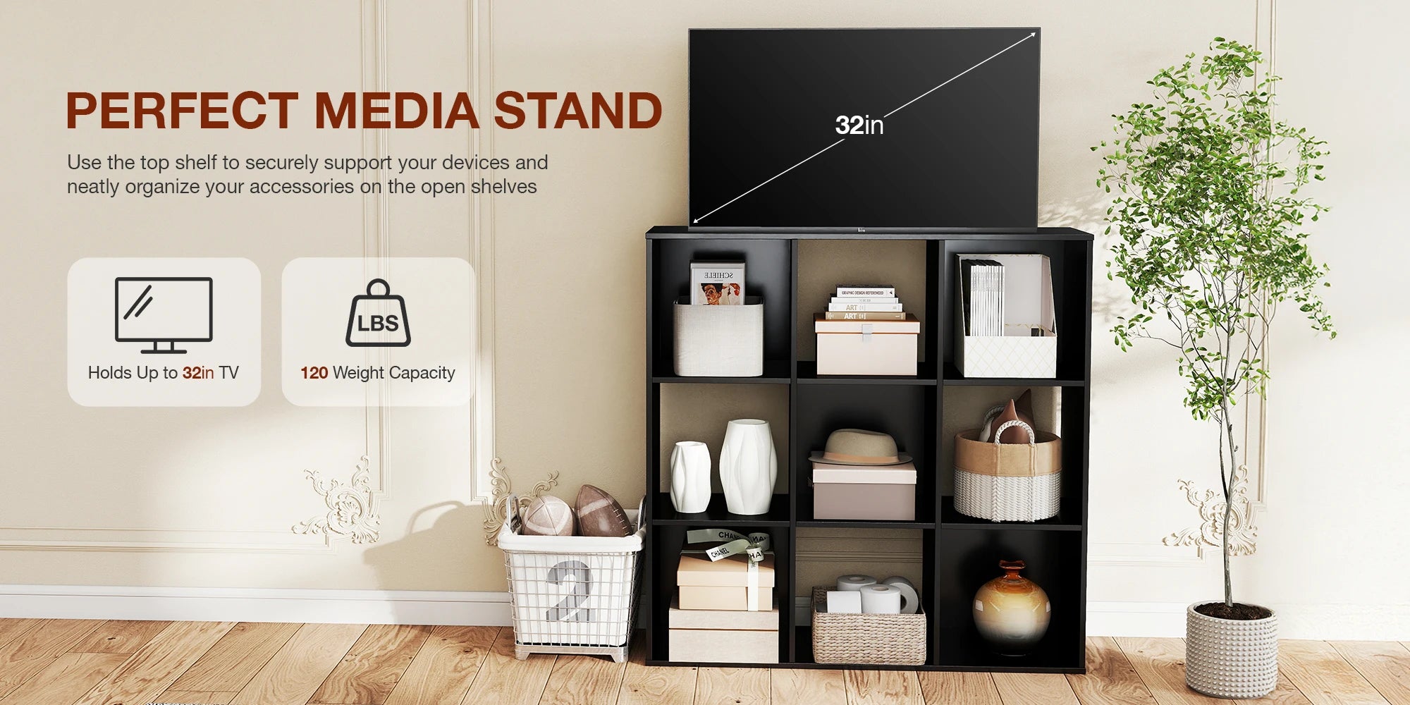 9 Cube Storage Organizer Wooden Bookcase Shelf for Home