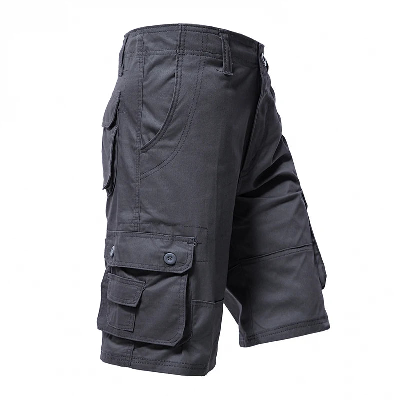 Shorts cargo en coton pour homme, longueur genou, coupe ample, style streetwear