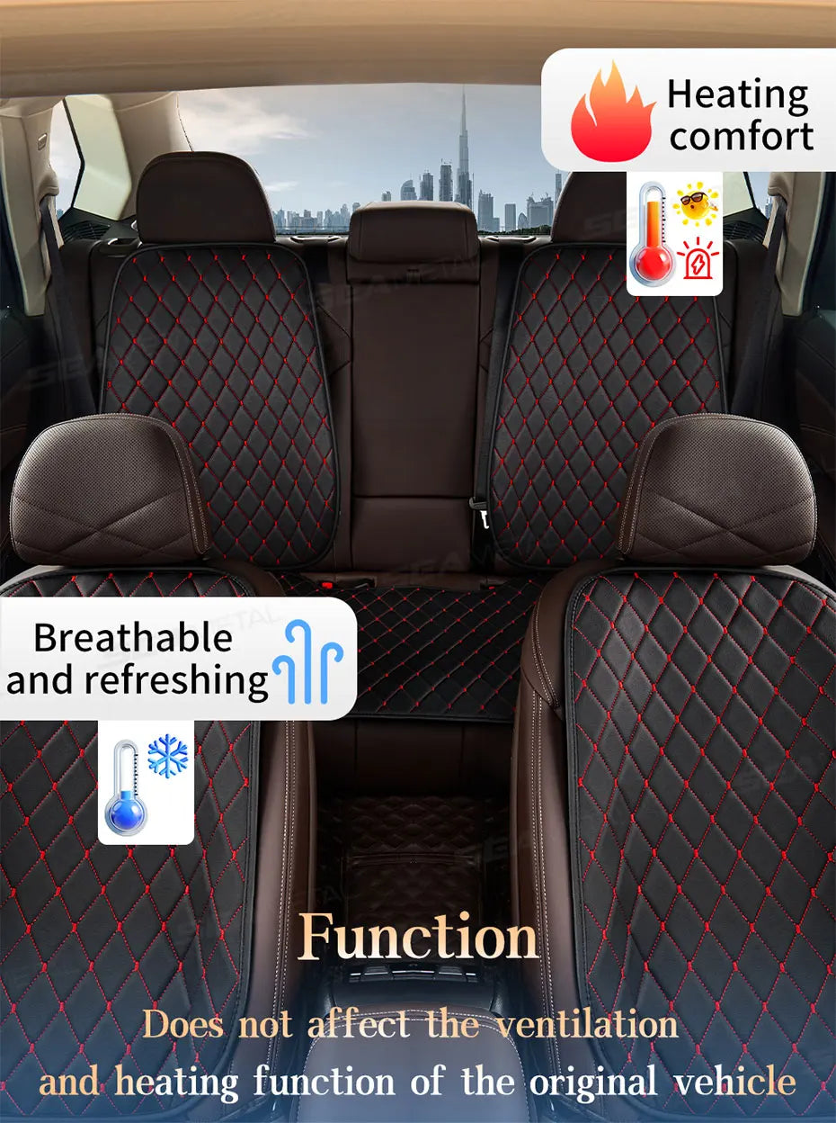 SEAMETAL Premium Car Seat Cushion Luxury Leather Anti Slip Seat Cover Breathable Anti Scratch Car Seat Protector for Sedan Suv