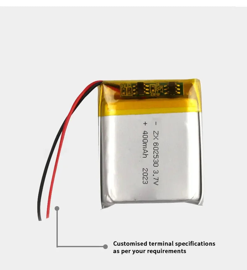 602530 3.7 V 400 mAh oppladbart LiPo-batteri